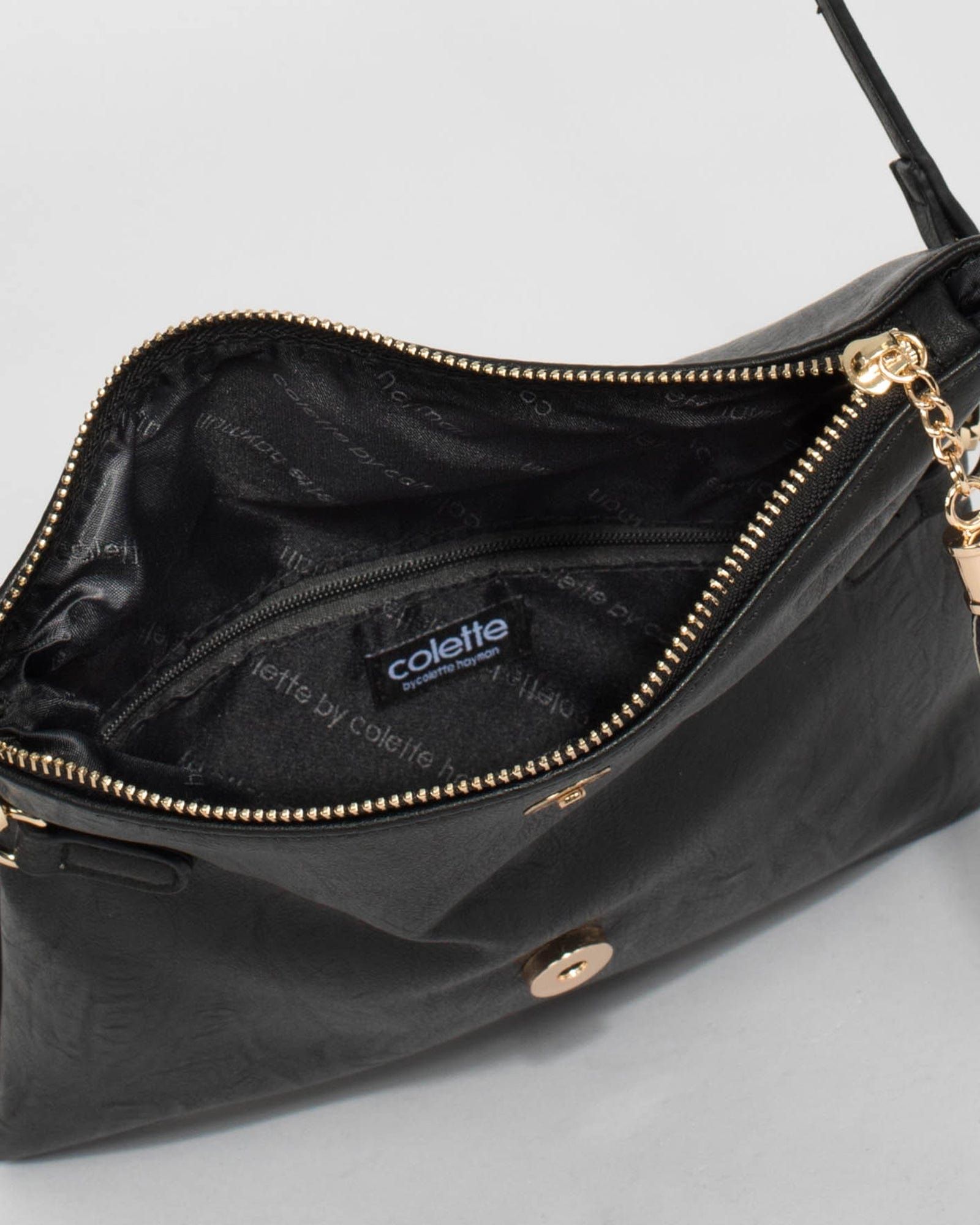 Black Gabi Foldover Clutch Bag sold by Collete Hayman product image thumbnail 8