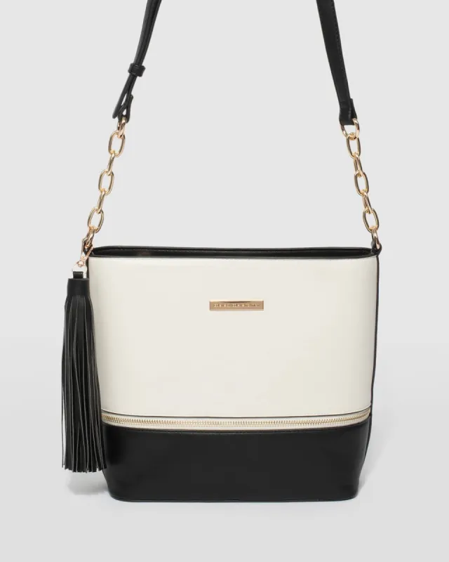 Black and Ivory Pia Chain Crossbody Bag sold by Collete Hayman