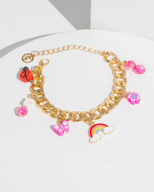 Gold Rainbow Flower Charm Bracelet sold by Collete Hayman