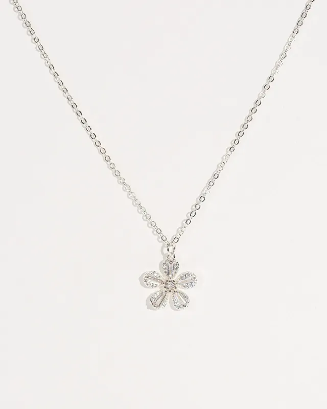 Silver Cubic Zirconia Flower Necklace sold by Collete Hayman