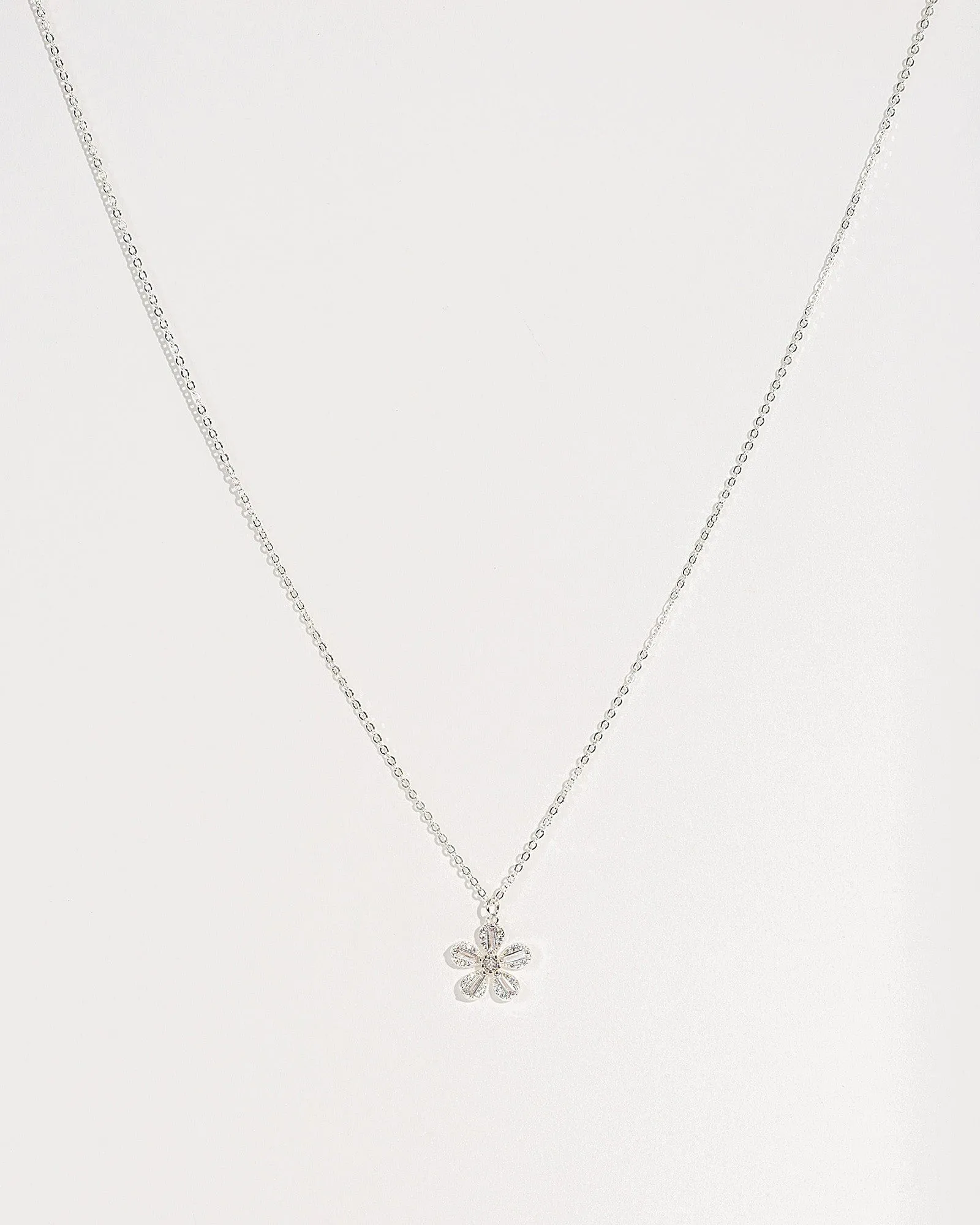 Silver Cubic Zirconia Flower Necklace sold by Collete Hayman product image thumbnail 2
