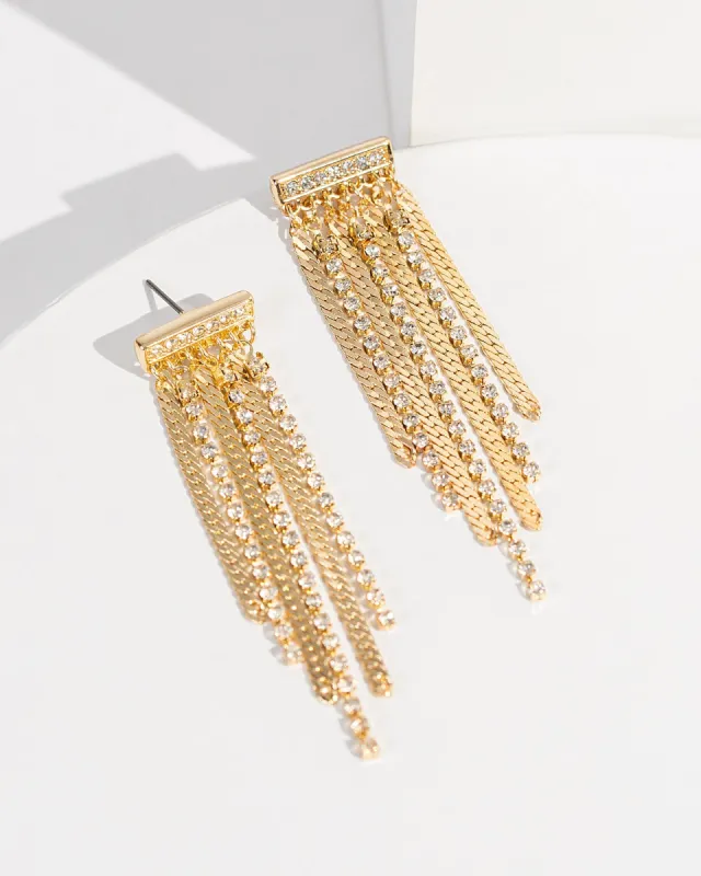 Gold Dangle Diamond Chain Stud Earrings sold by Collete Hayman