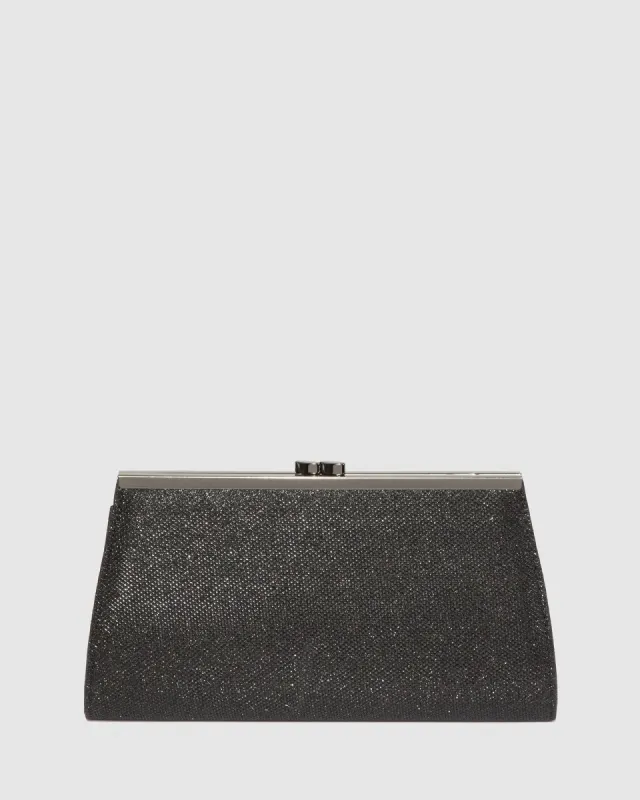 Black Glitter Top Clasp Clutch Bag sold by Collete Hayman