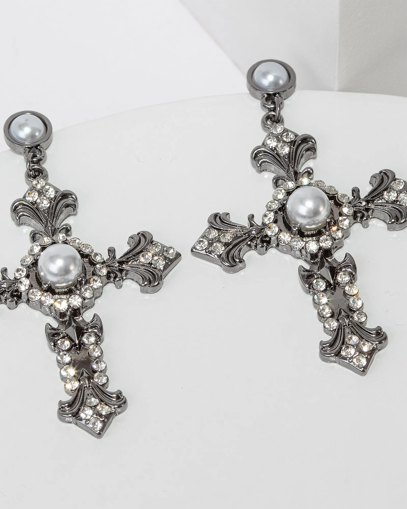 Grey Pearl Cross Earrings sold by Collete Hayman product image thumbnail 2
