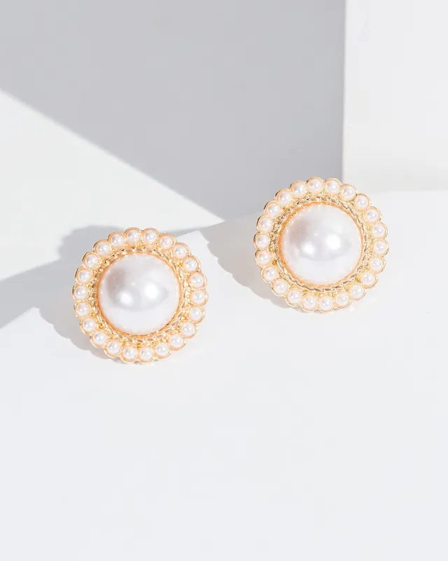 Gold Pearl Detail Stud Earrings sold by Collete Hayman