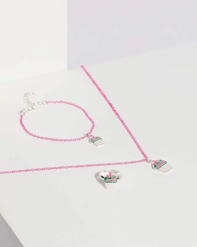 Pink Cupcake Necklace and Ring Set sold by Collete Hayman