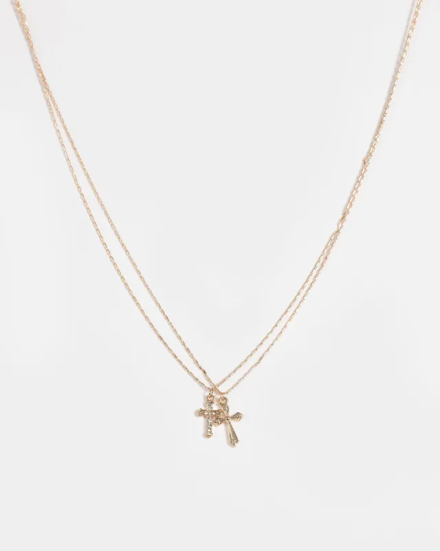Gold Double Small Cross Necklace sold by Collete Hayman