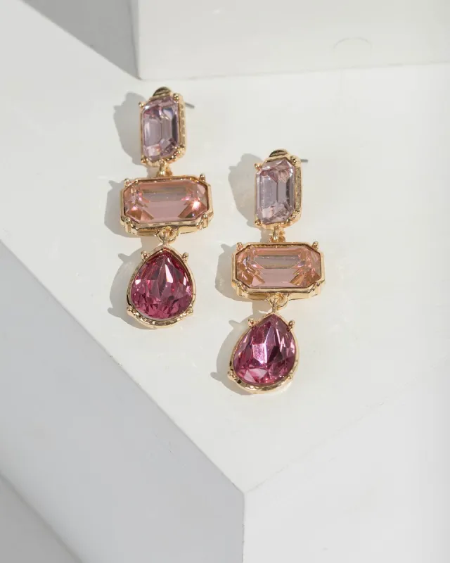 Pink Rectangle And Teardrop Drop Earrings sold by Collete Hayman