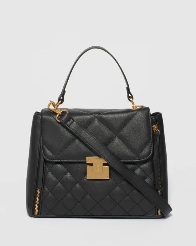 Black Mia Quilt Top Handle Bag sold by Collete Hayman
