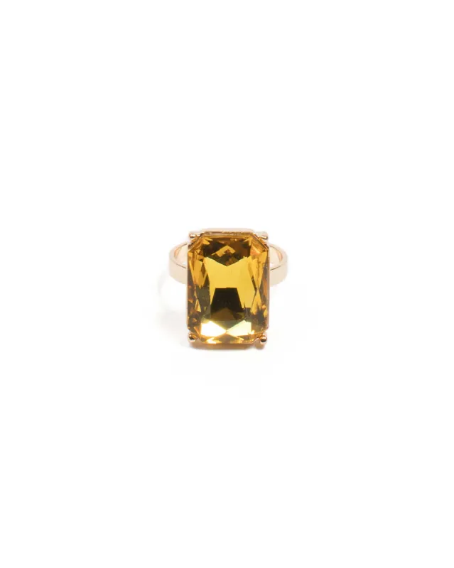 Octagon Yellow Stone Cocktail Ring - Medium sold by Collete Hayman
