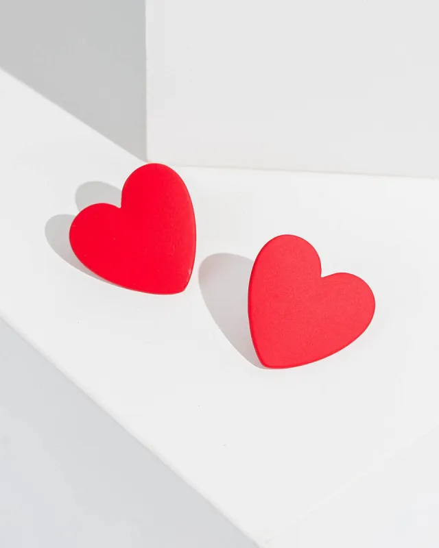 Red Love Heart Stud Earrings sold by Collete Hayman