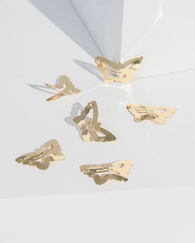 Gold Butterfly Outline Hair Clip Pack sold by Collete Hayman