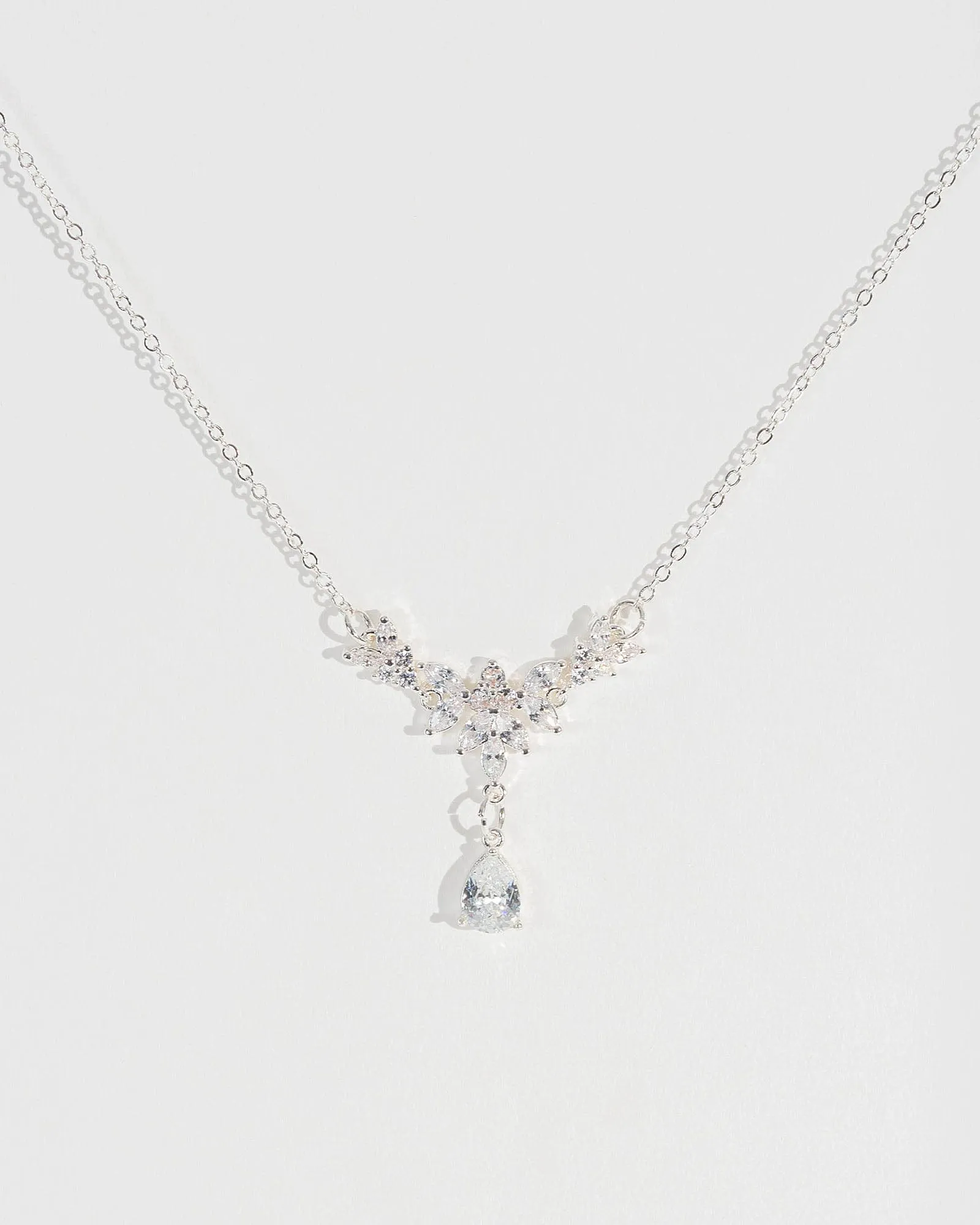 Crystal Flower Cubic Zirconia Cluster Necklace sold by Collete Hayman product image thumbnail 2
