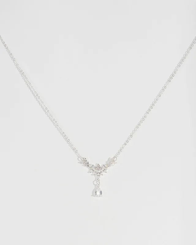 Crystal Flower Cubic Zirconia Cluster Necklace sold by Collete Hayman