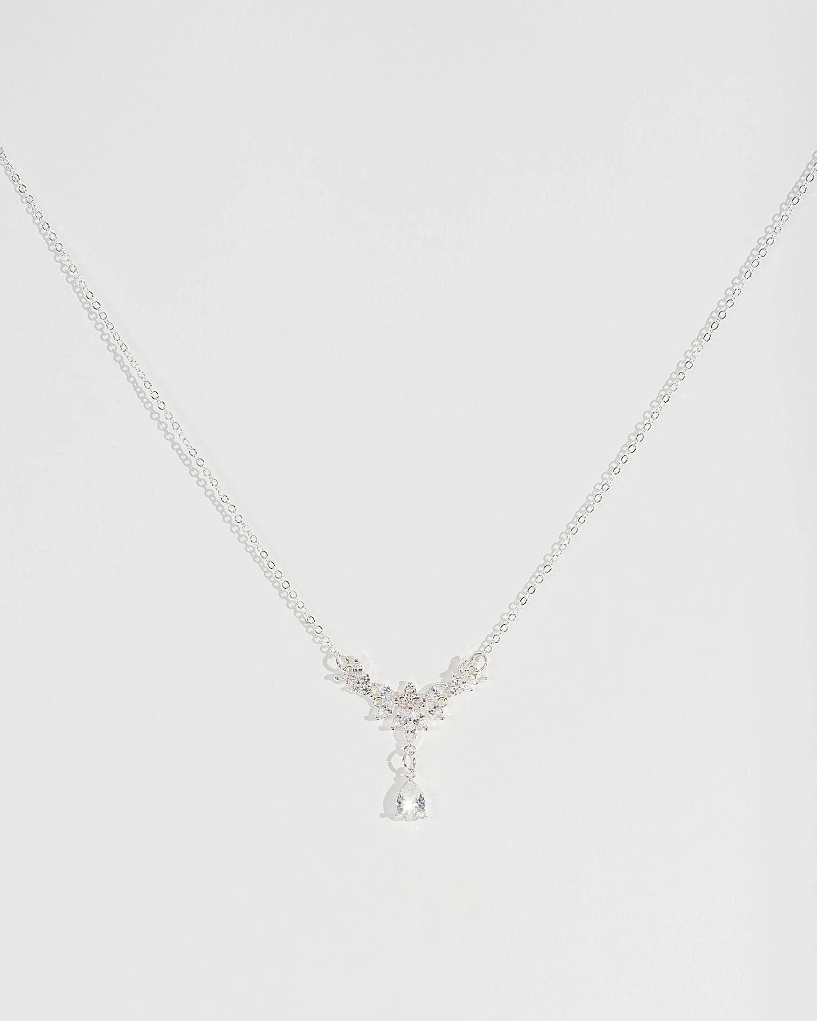 Crystal Flower Cubic Zirconia Cluster Necklace sold by Collete Hayman
