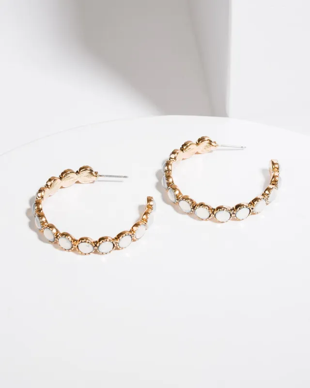 White Crystal Hoop Earrings sold by Collete Hayman