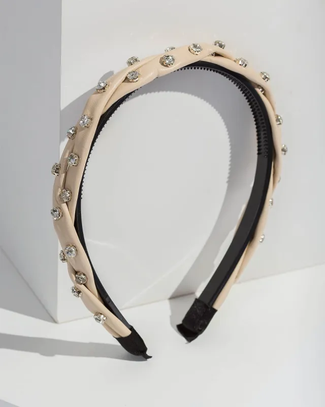Nude Crystal Detail Twist Headband sold by Collete Hayman