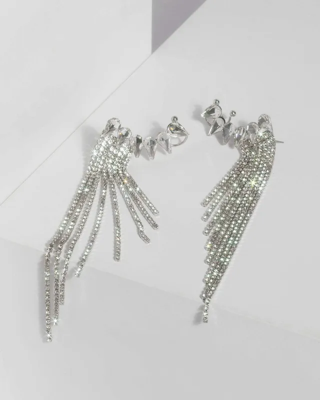 Silver Diamante Teardrop Tassel Ear Cuff sold by Collete Hayman