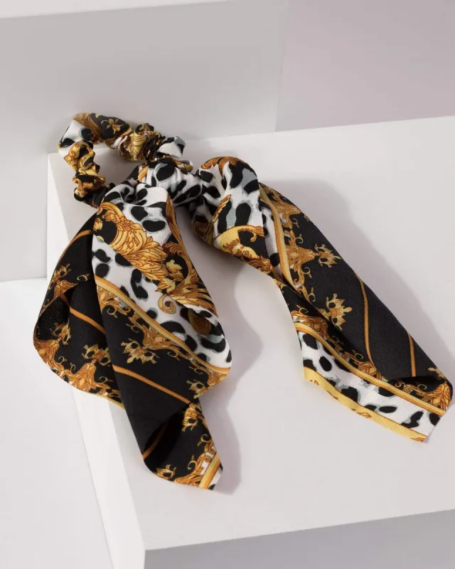 Multi Colour Leopard And Baroque Print Hair Tie sold by Collete Hayman