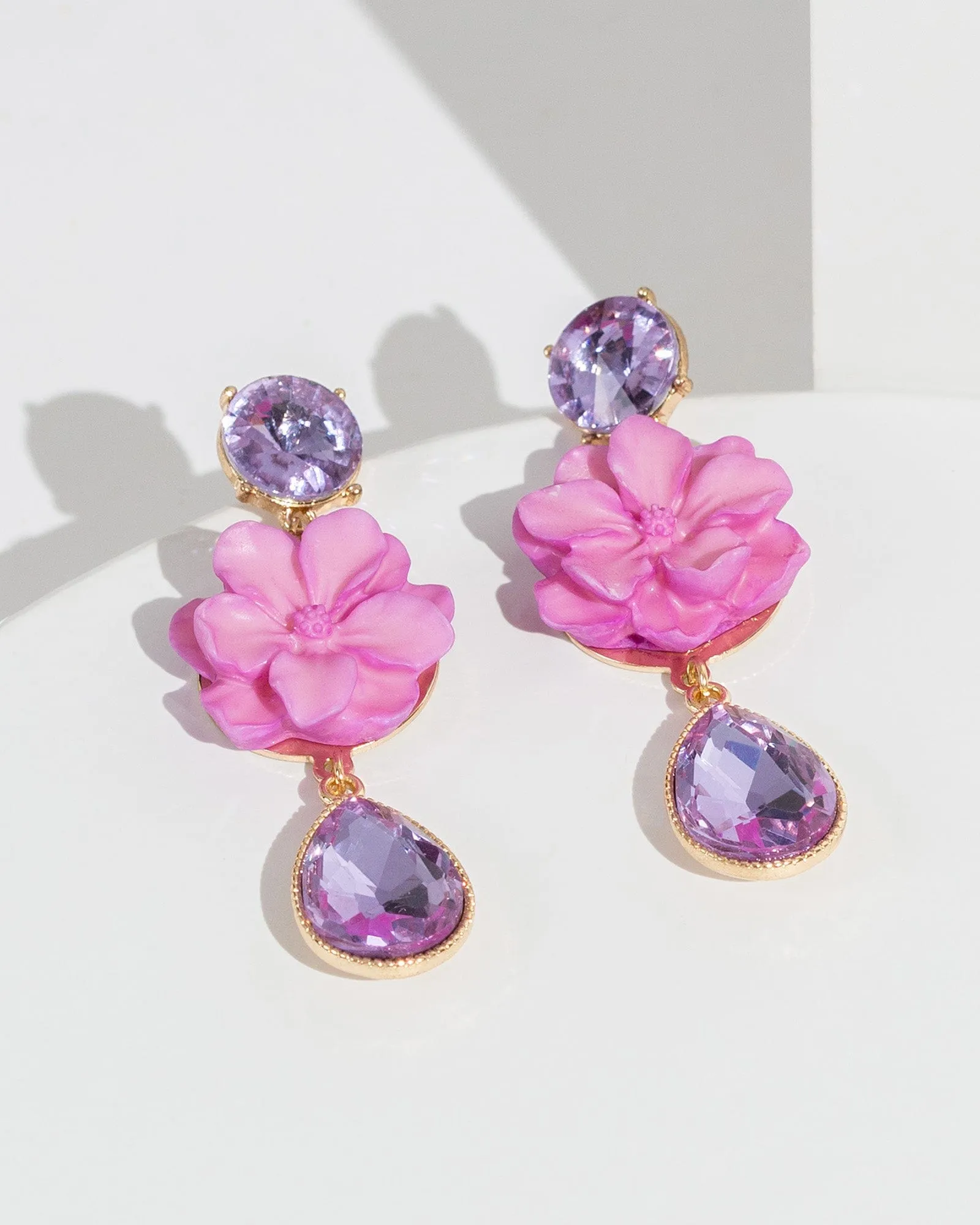 Purple Flower Crystal Earrings sold by Collete Hayman