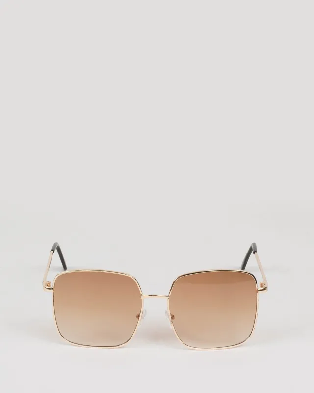 Brown Square Aviator Sunglasses sold by Collete Hayman
