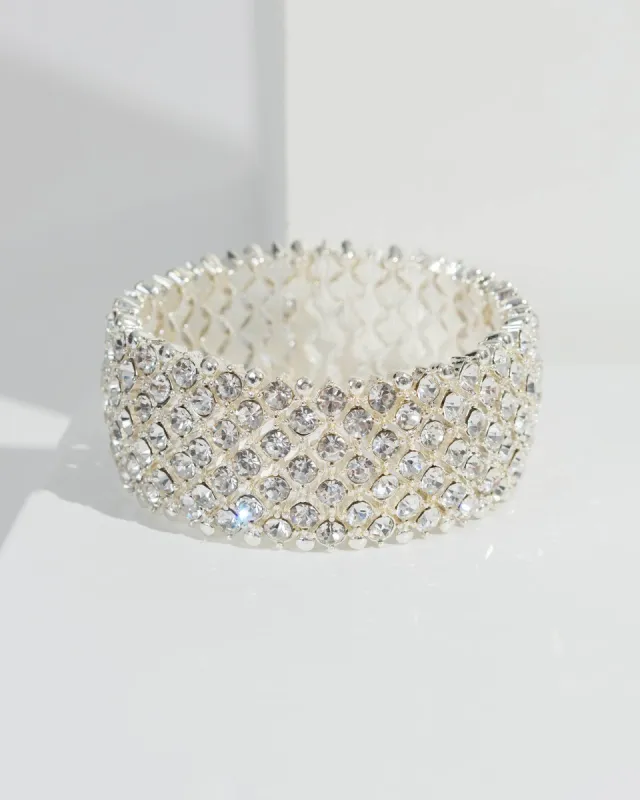 Silver Round Diamante Stone Stretch Bracelet sold by Collete Hayman