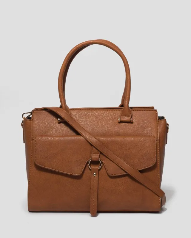 Tan Joanne Pocket Tote Bag sold by Collete Hayman