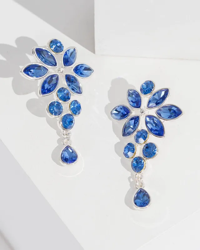 Sapphire Double Crystal Shape Drop Earrings sold by Collete Hayman