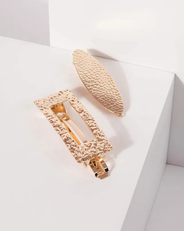 Gold 2 Pack Square And Oval Hair Clip sold by Collete Hayman