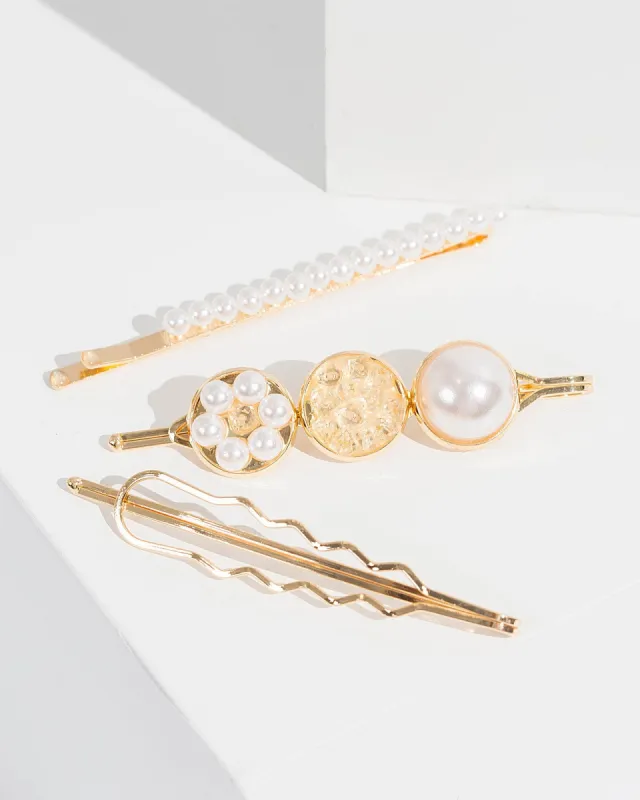 Pearl 3 Pack  Shape And Detail Hair Slides sold by Collete Hayman