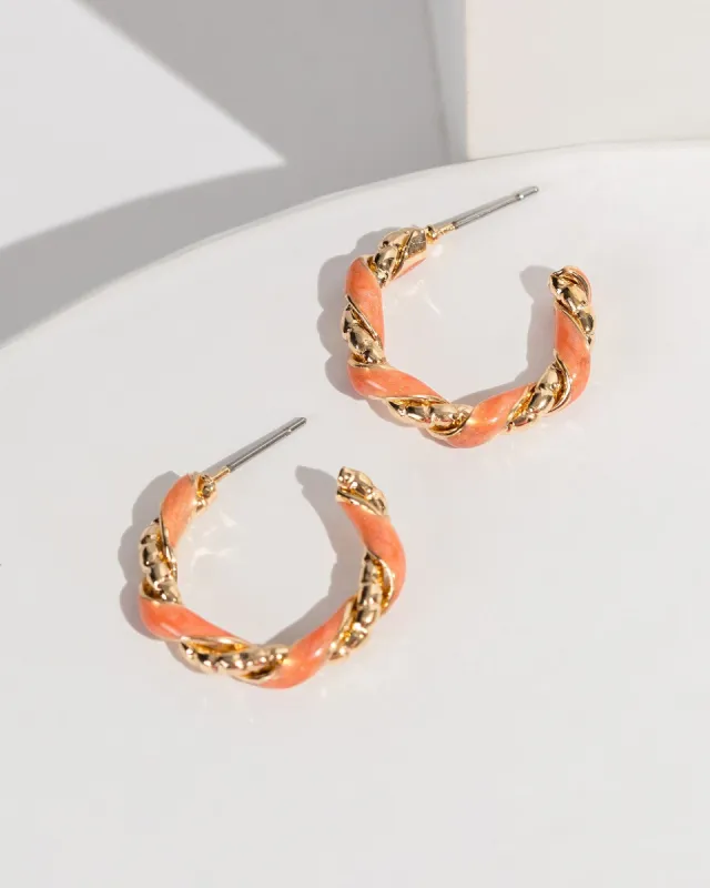 Orange Small Twisty Hoop Earrings sold by Collete Hayman
