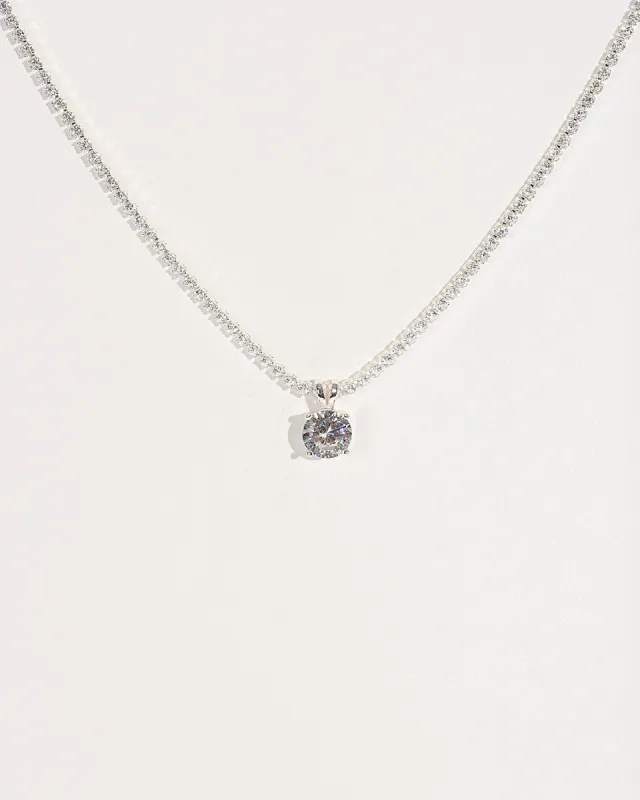 Silver Cubic Zirconia Fine Chain Pendant Necklace sold by Collete Hayman