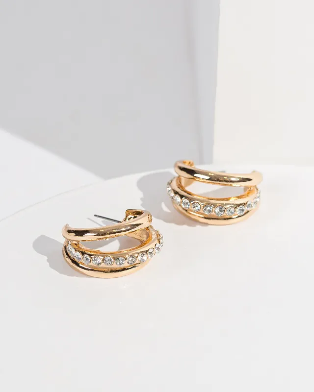 Gold Triple Diamond Hoop Earrings sold by Collete Hayman