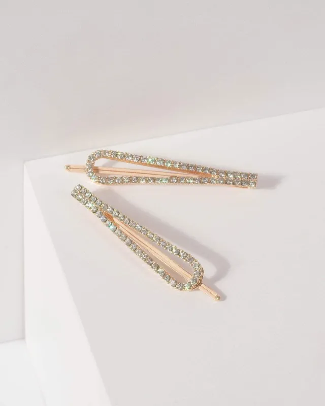 Gold 2 Pack Diamante Encrusted Hair Clip sold by Collete Hayman