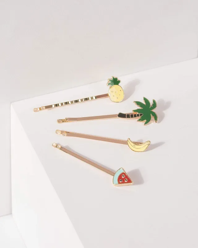 Multi Colour 4 Pack Fruit Detail Hair Clip sold by Collete Hayman