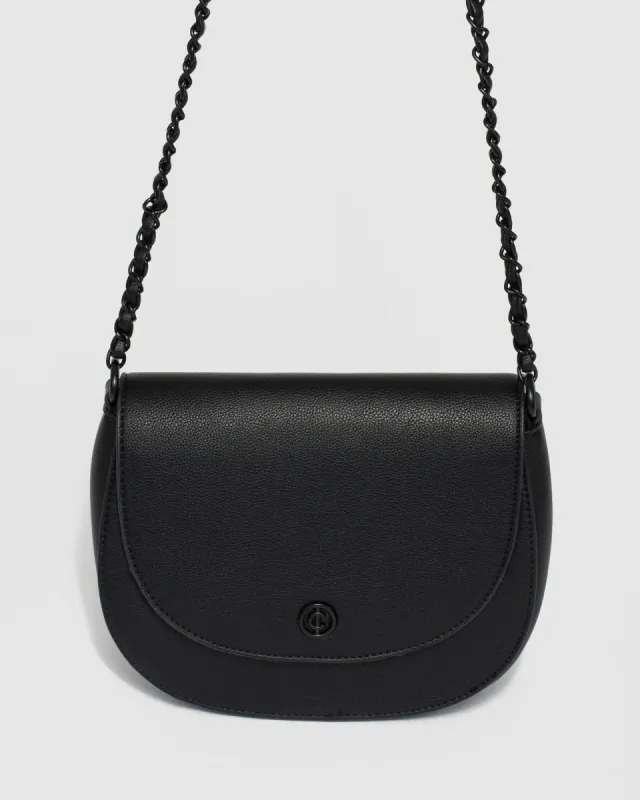 Sadie Black Saddle Crossbody Bag sold by Collete Hayman