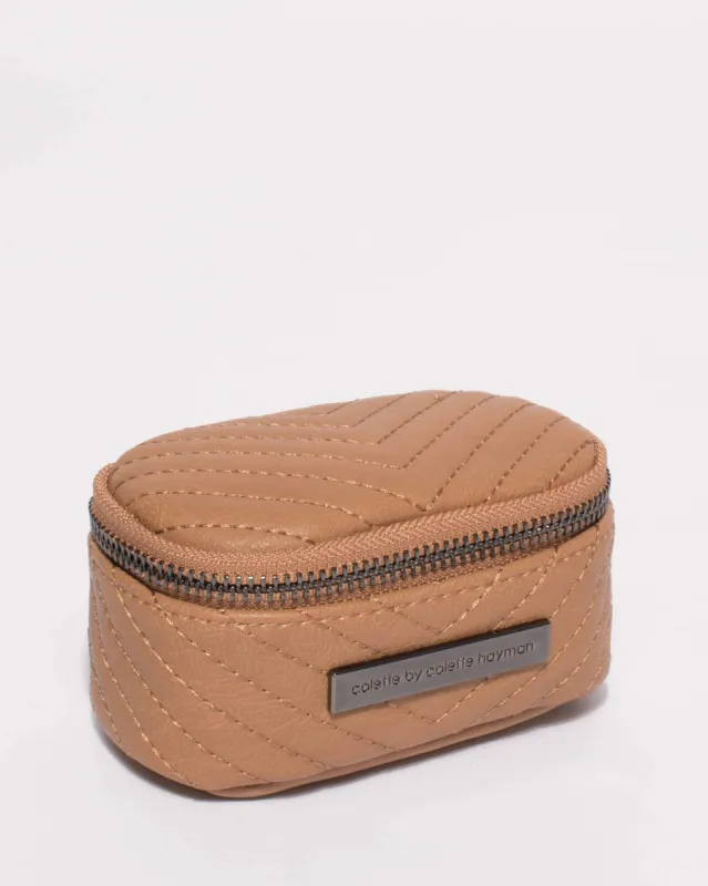 Caramel Quilted Jewel Case With Gunmetal Hardware sold by Collete Hayman