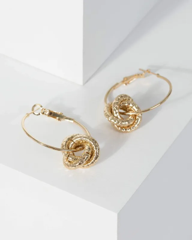 Gold Twisted Chain Detail Drop Earrings sold by Collete Hayman