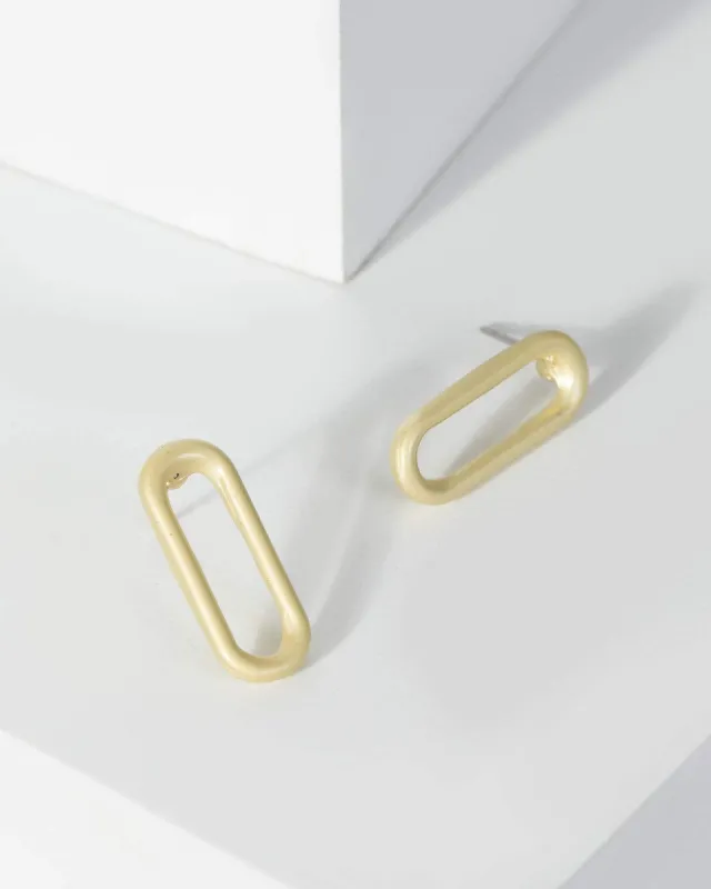 Gold Matte Long Oval Drop Earrings sold by Collete Hayman