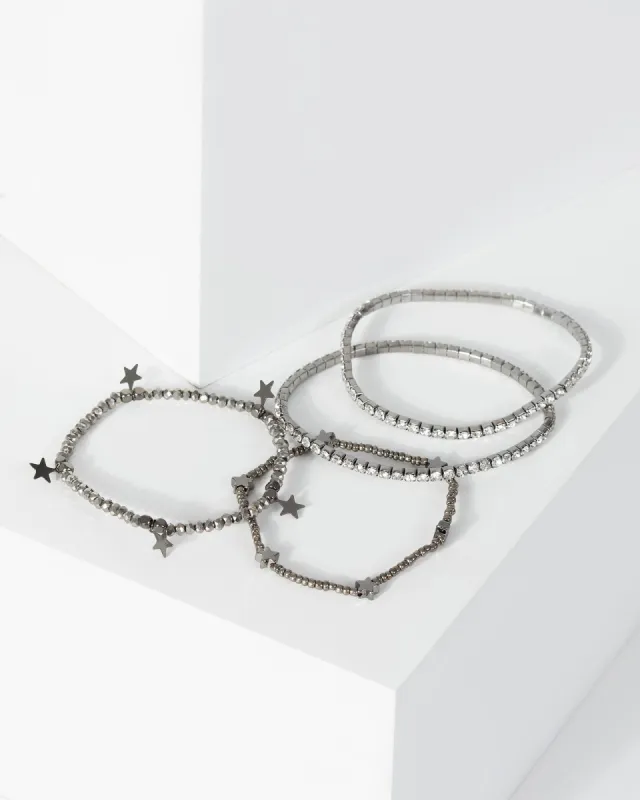 Gunmetal Multi Beaded Bracelet Pack sold by Collete Hayman