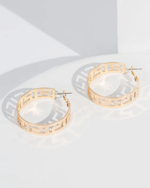 Gold Cut Out Detail Hoop Earrings sold by Collete Hayman
