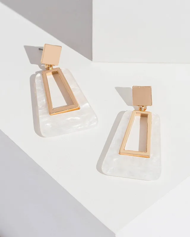 White Acrylic Triangle Drop Earrings sold by Collete Hayman