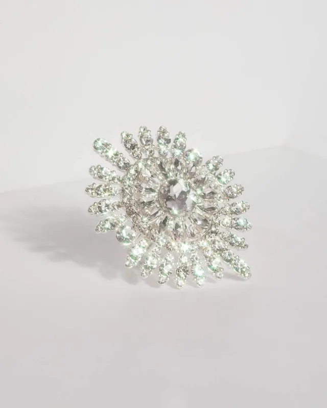 Silver Large Crystal Statement Ring sold by Collete Hayman