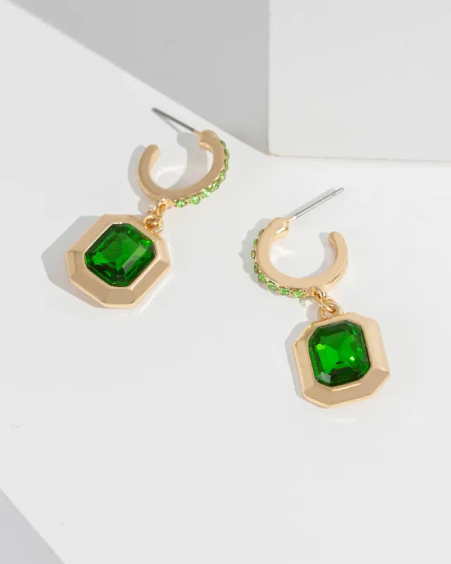 Green Rectangle Huggie Hoop Earrings sold by Collete Hayman
