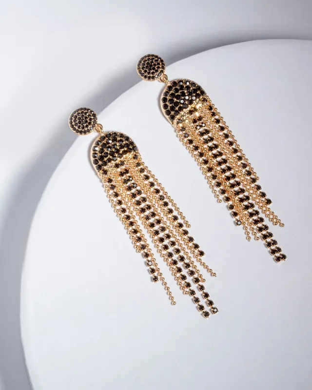 Black Crystal Pave Tassel Earrings sold by Collete Hayman