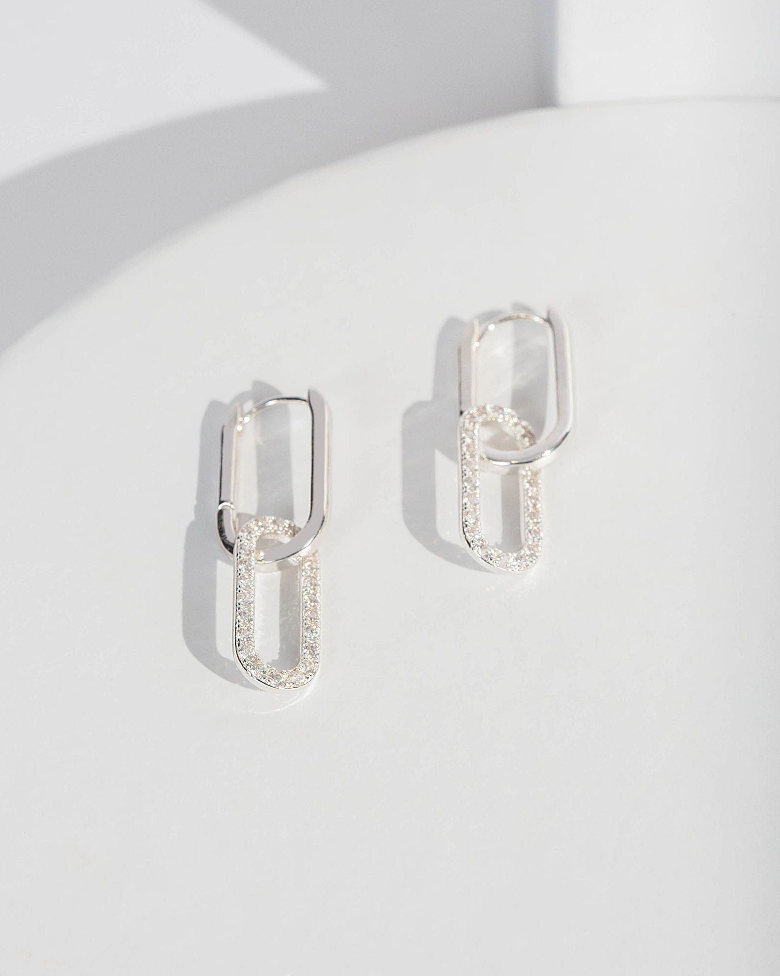 Crystal Chain Link Cubic Zirconia Hoop Earrings sold by Collete Hayman