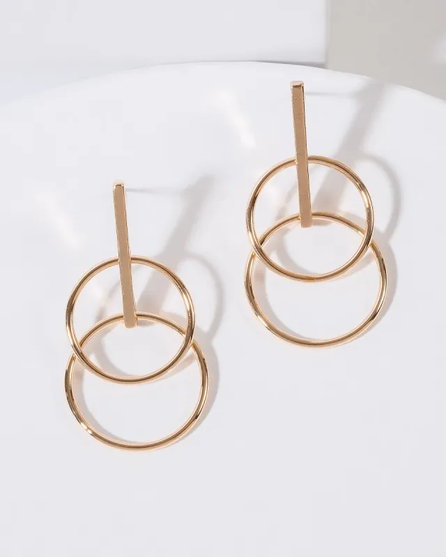 Gold Double Circle Drop Earrings sold by Collete Hayman