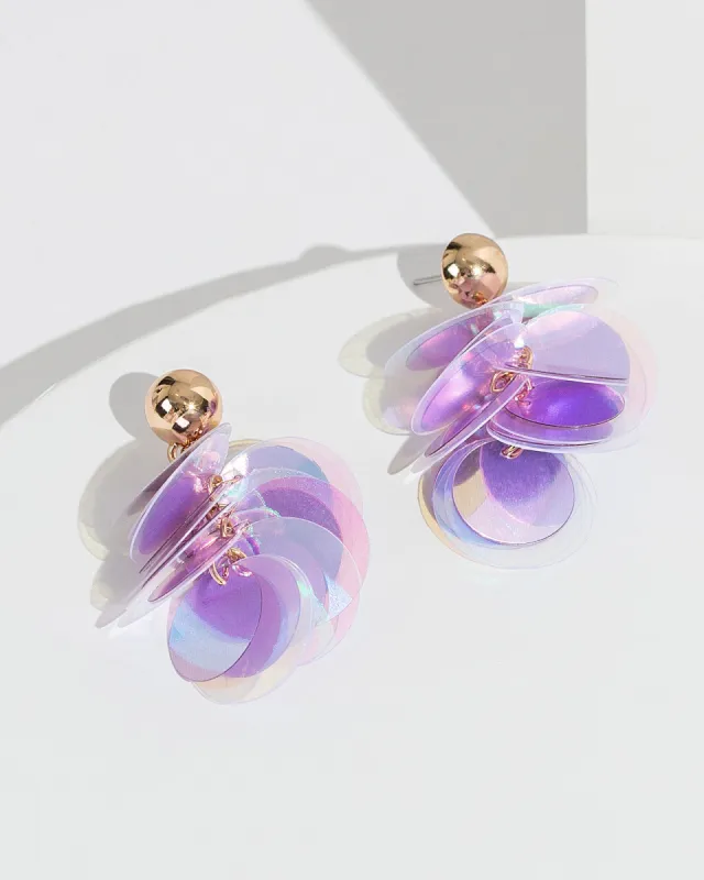 Purple Holographic Disc Earrings sold by Collete Hayman