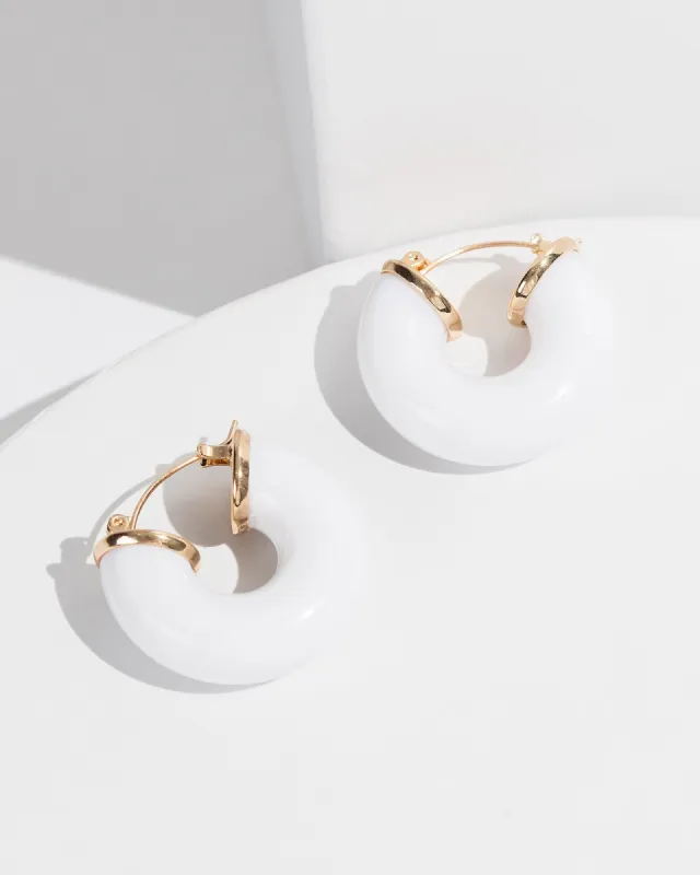 White Chunky Hoop Earrings sold by Collete Hayman
