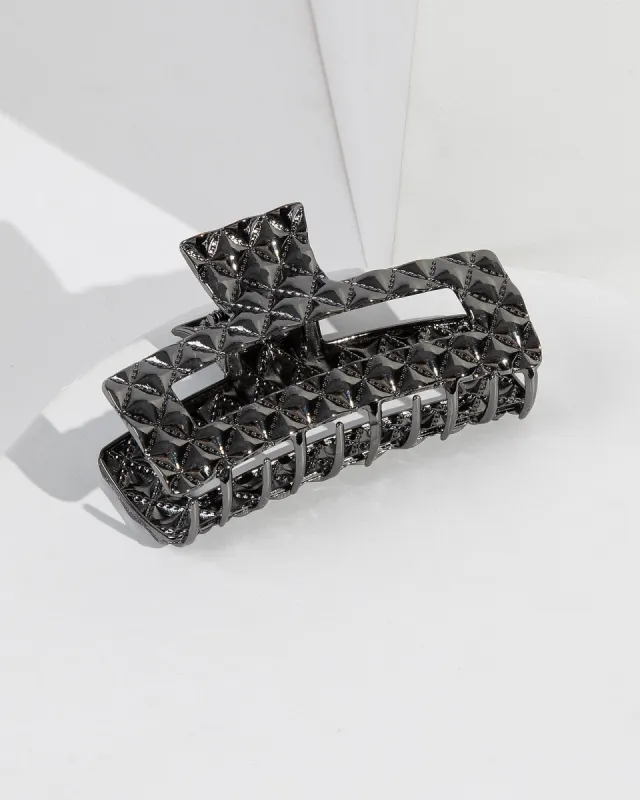 Gunmetal Metal Quilted Look Claw Clip sold by Collete Hayman